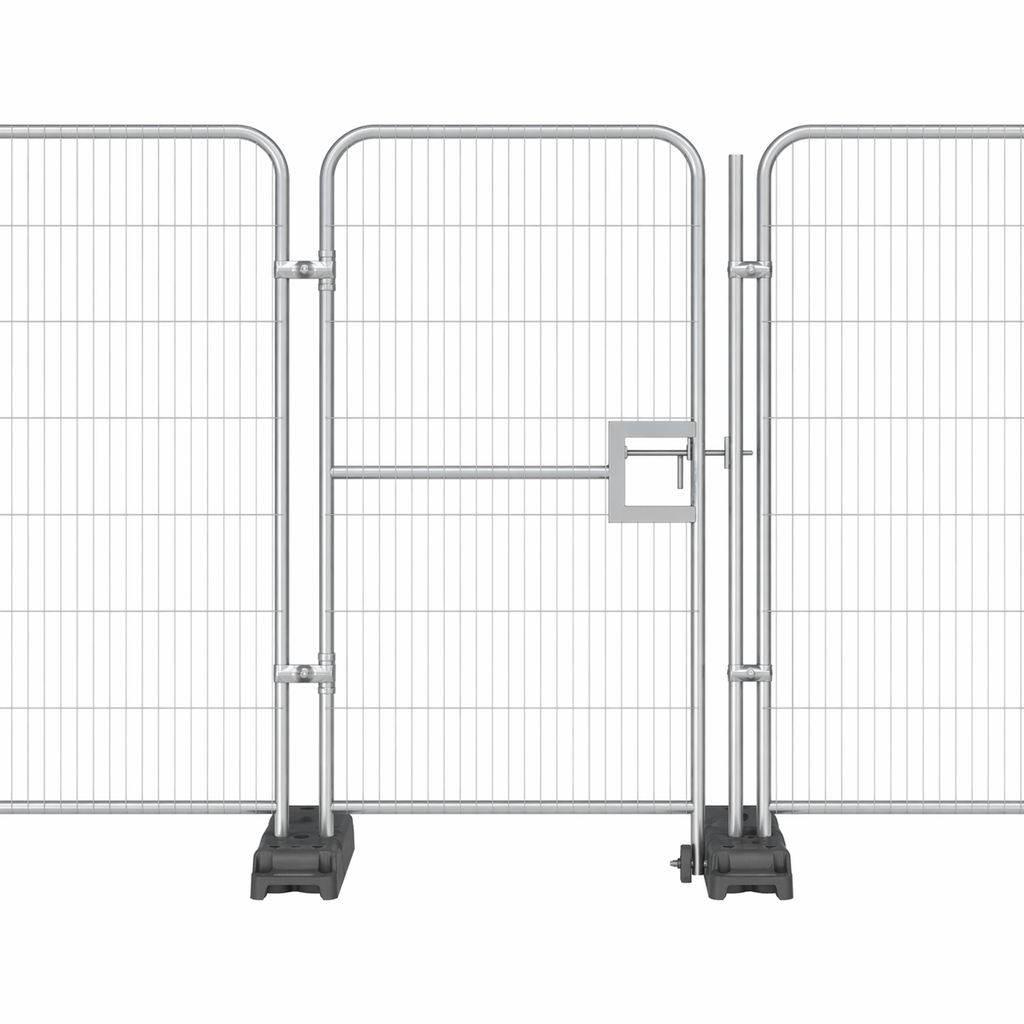 Galvanized Steel Temporary Fence Gate with Wheel and Lock Poly RC Anticlimb 1150x2000 mm