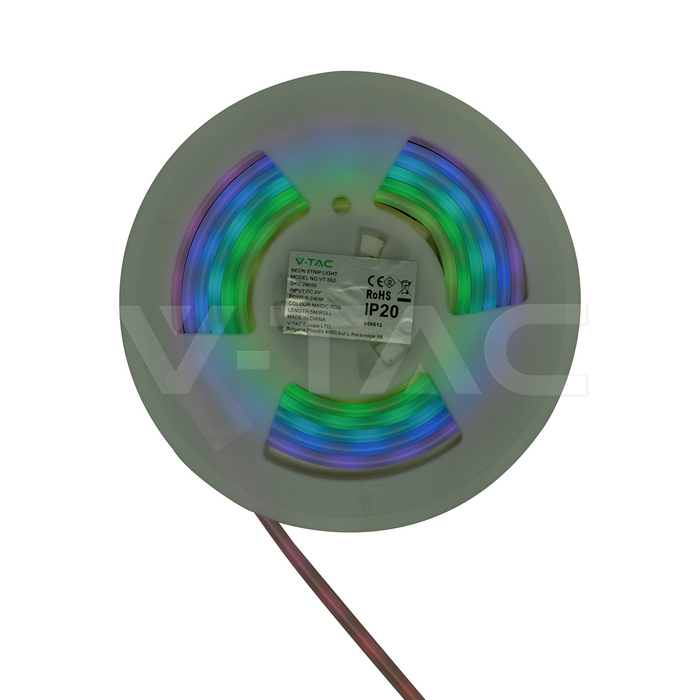Bandă LED flexibilă V-TAC 6872, 12W, albastru neon