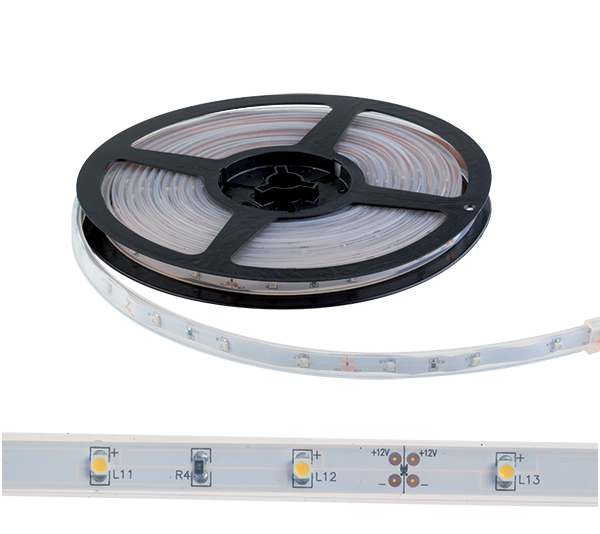 ELMARK 99LED466, Bandă LED LED150 3528 12V DC IP65 30 BUC/1M ALB CALD