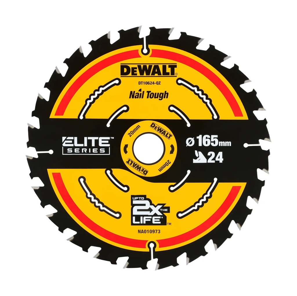 DEWALT Elite Circular Saw Blade, 165mm x 20mm, 24T, DT10624-QZ