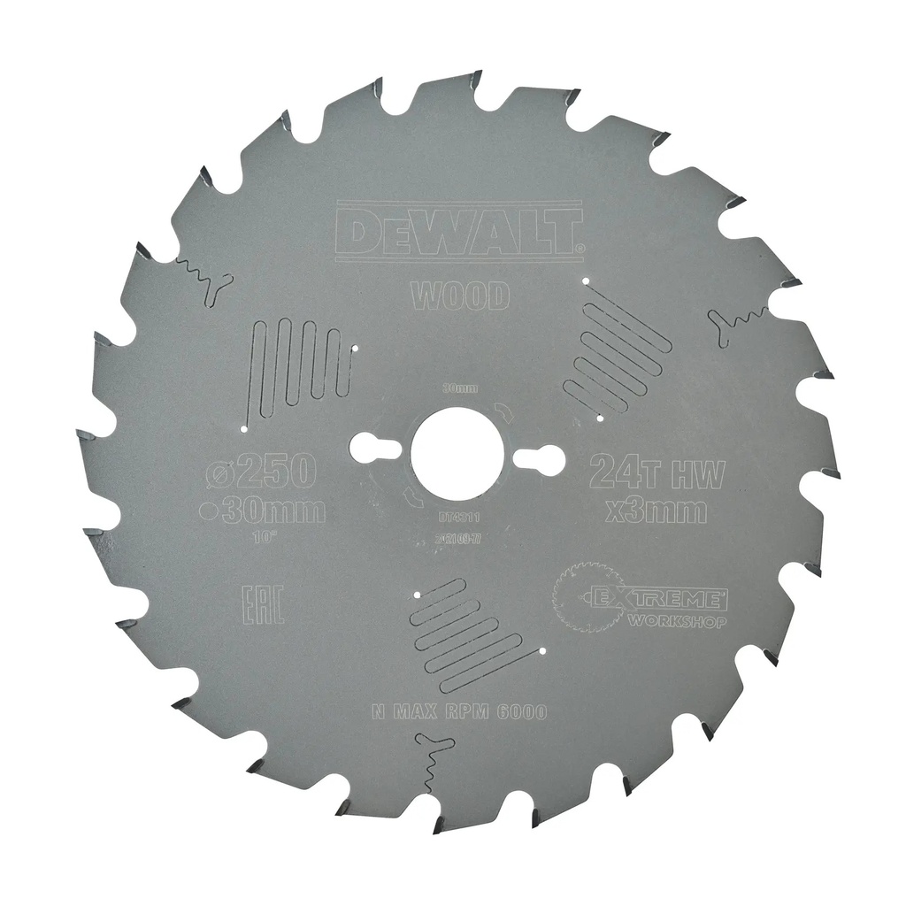 DEWALT Extreme Workshop Circular Saw Blade, 250mm x 30mm, 24T, DT4311-QZ