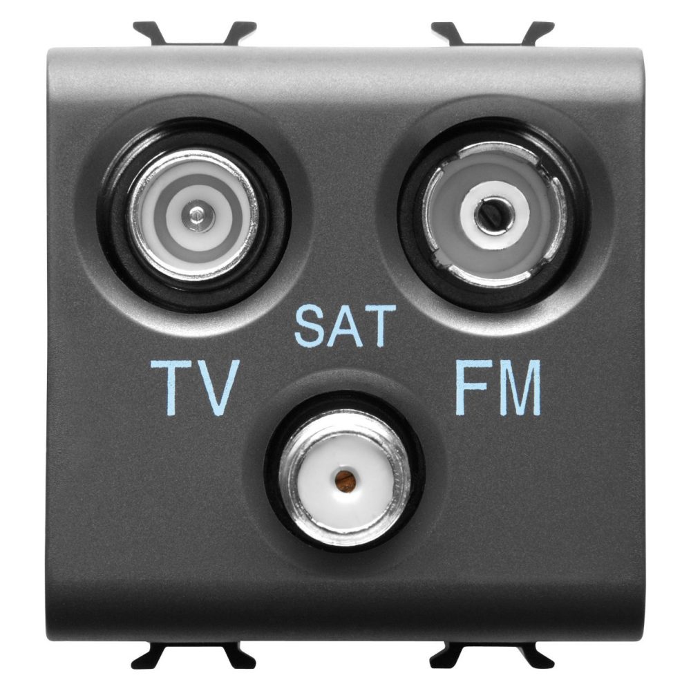 GEWISS GW12382, Socket Outlet TV/FM/Sat, Direct, 2 Modules, Satin Black, Chorusmart