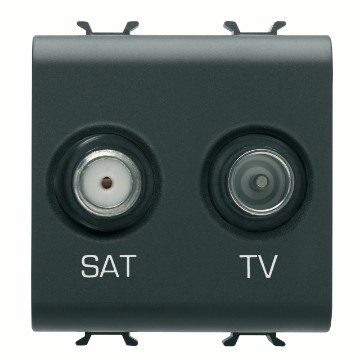 GEWISS GW12383, Socket Outlet TV/Sat, Direct, 2 Modules, Satin Black, Chorusmart