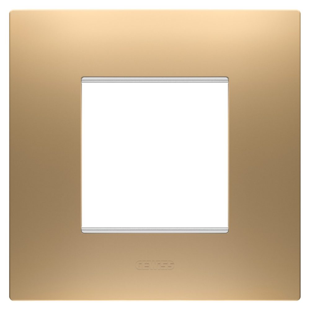 GEWISS GW16022SG, Ego International Plate in Painted Technopolymer, 2 Modules, Gold, Chorusmart