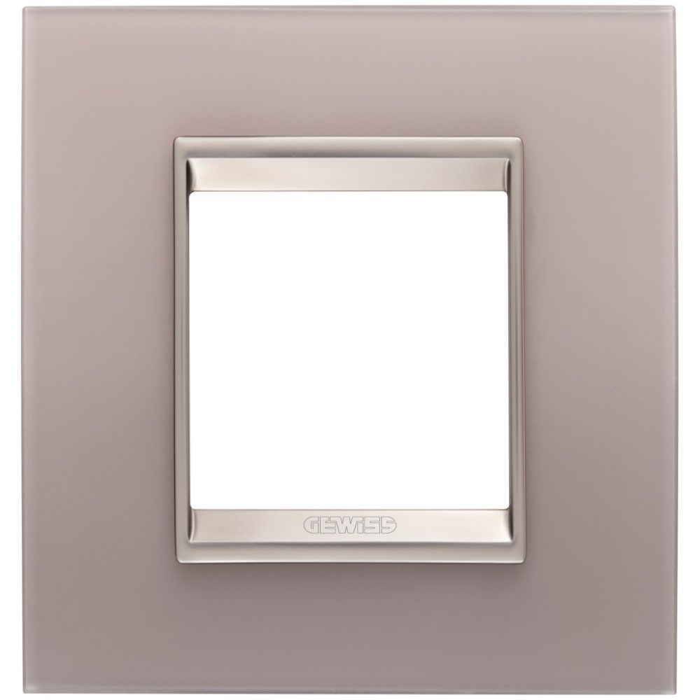 GEWISS GW16222GP, Lux International Plate in Glass, 2 Modules, Perly Gray inner Frame Matt Light Bronze, Chorusmart