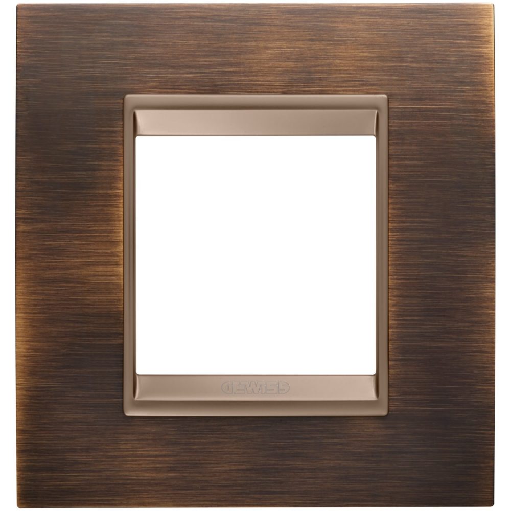 GEWISS GW16222XQ, Lux International Plate in Metal, 2 Modules, Antique Brass Lavy inner Frame Matt Dark Bronze, Chorusmart