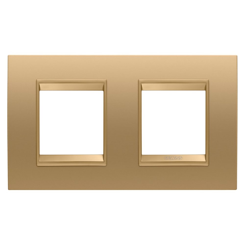 GEWISS GW16223XG, Lux International Plate in Metal, 2+2 Modules Horizontal, Gold  inner Frame Matt Gold, Chorusmart