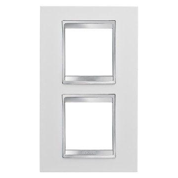 GEWISS GW16224TB, Lux International Plate in Technopolymer, 2+2 Modules Vertical, White, Chorusmart