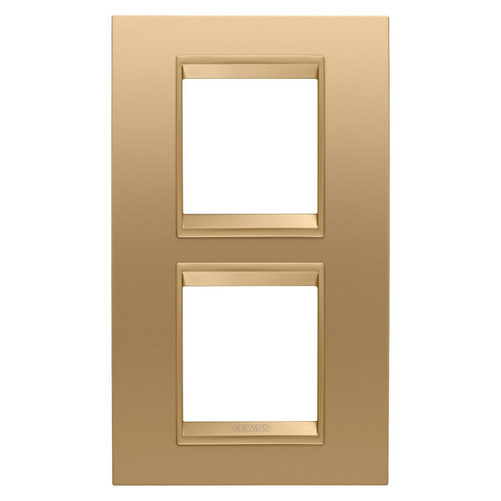 GEWISS GW16224XG, Lux International Plate in Metal, 2+2 Modules Vertical, Gold  inner Frame Matt Gold, Chorusmart
