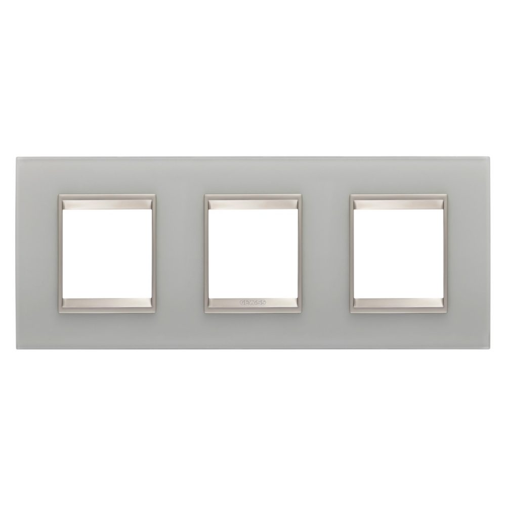 GEWISS GW16226GT, Lux International Plate in Glass, 2+2+2 Modules Horizontal, Natural Reflection inner Frame Matt Light Bronze, Chorusmart