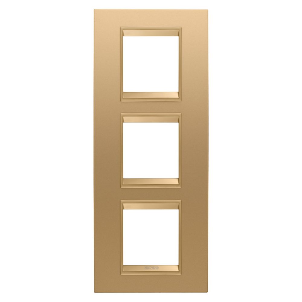 GEWISS GW16227XG, Lux International Plate in Metal, 2+2+2 Modules Vertical, Gold  inner Frame Matt Gold, Chorusmart