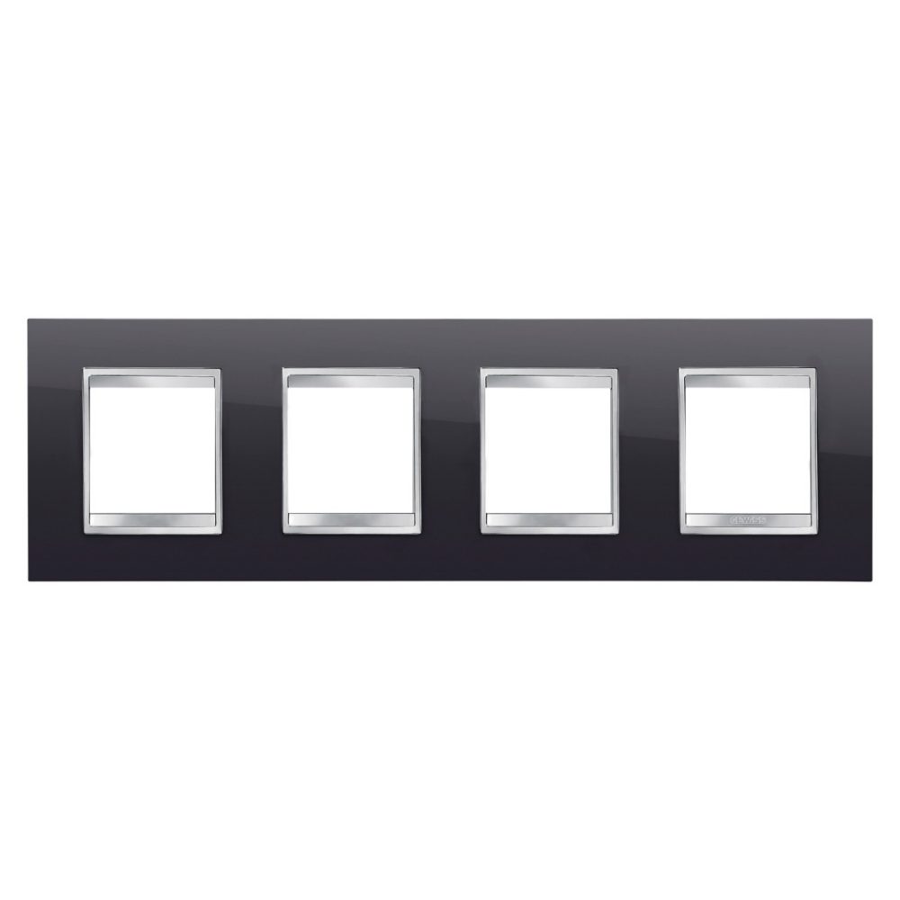GEWISS GW16228TN, Lux International Plate in Technopolymer, 2+2+2+2 Modules Horizontal, Toner Black, Chorusmart
