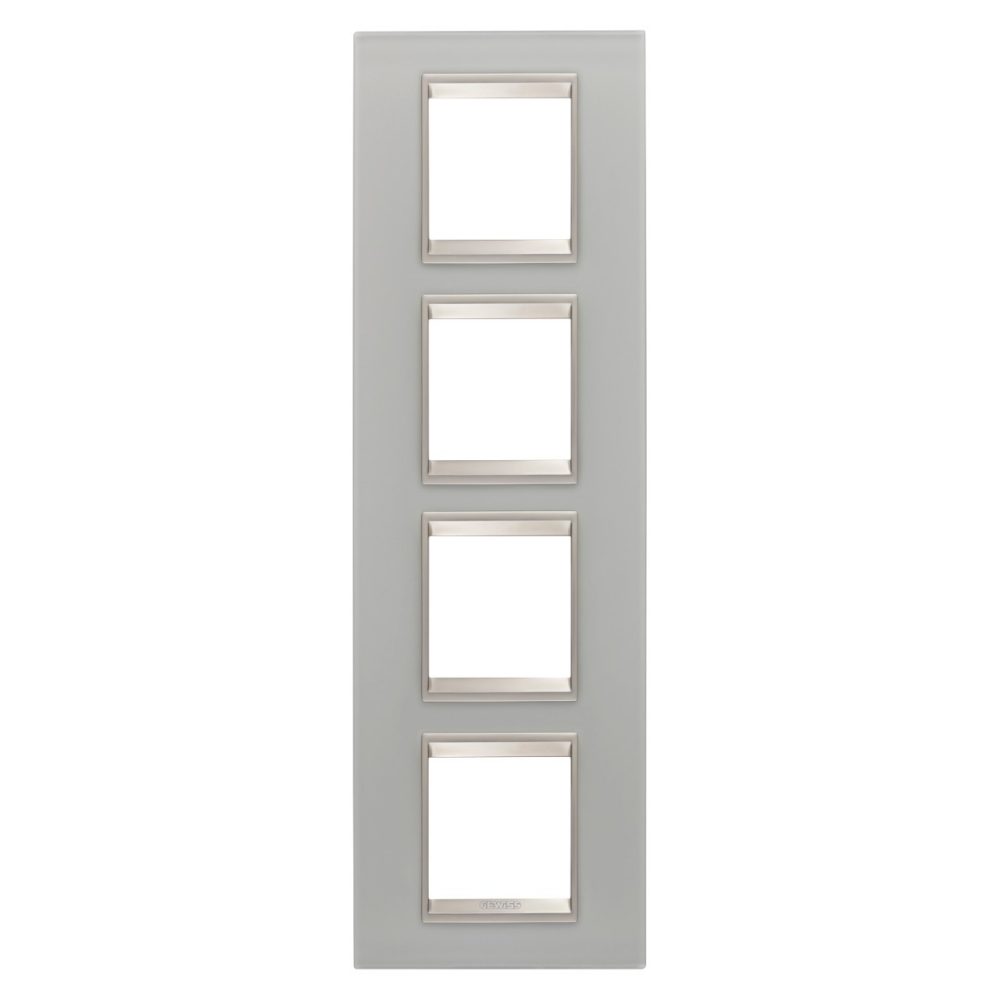 GEWISS GW16229GT, Ramă ornament Internațională LUX, IN sticlă, 2+2+2+2 module vertical, Reflexie naturală, Cadru interior bronz mat, Chorusmart