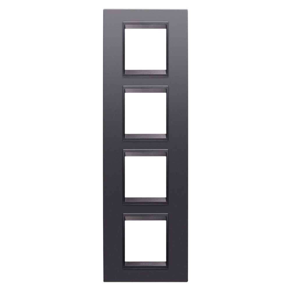 GEWISS GW16229YA, Lux International Plate in Technopolymer, 2+2+2+2 Modules Vertical, Slate Absolute inner Frame Matt Slate, Chorusmart