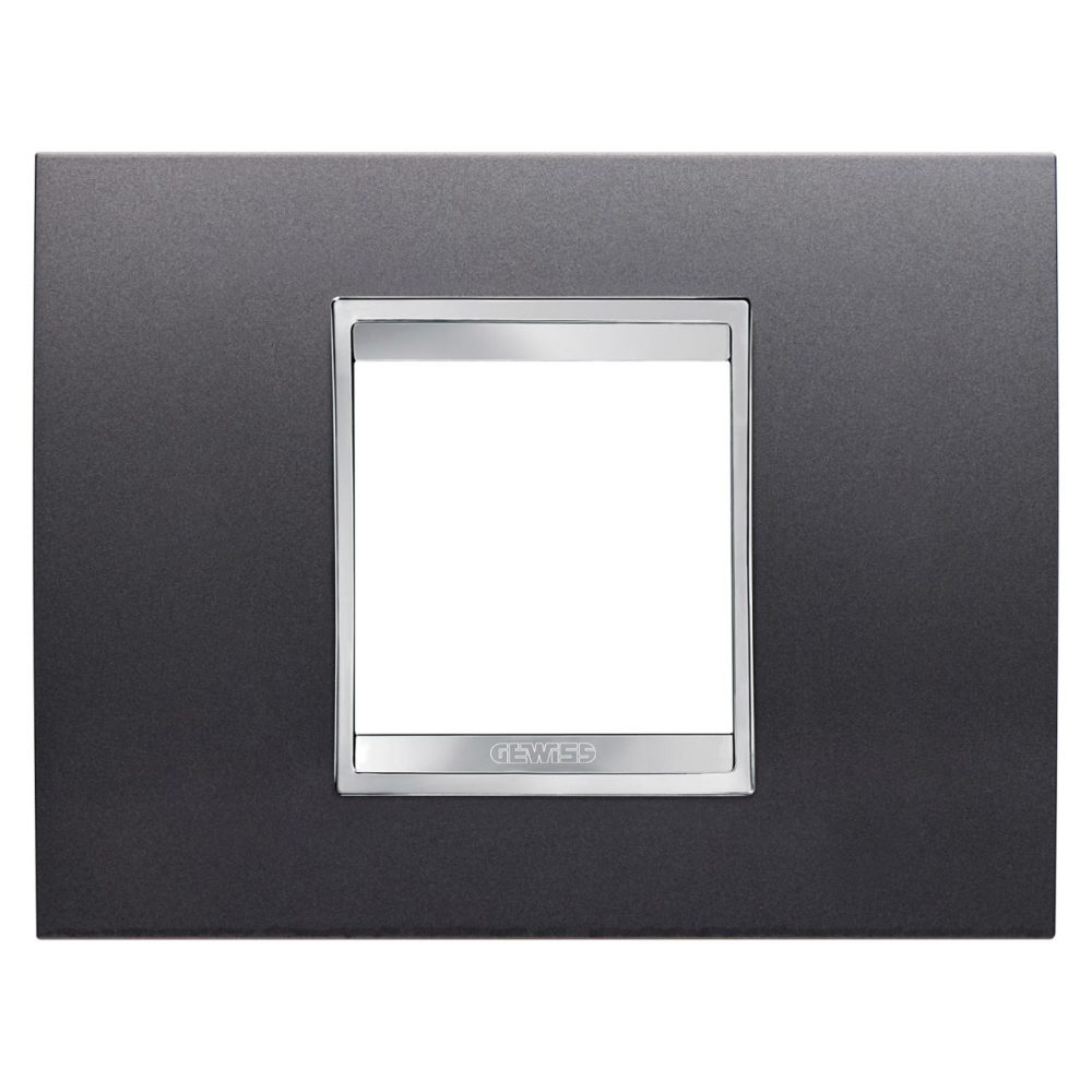 GEWISS GW16202VA, Lux Plate in Painted Technopolymer, 2 Modules, Slate, Chorusmart
