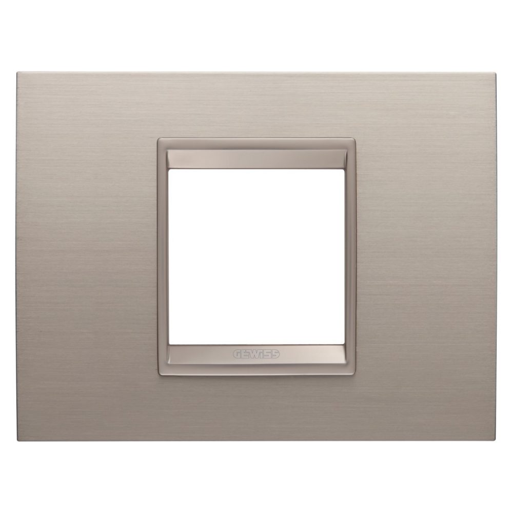 GEWISS GW16202XS, Lux Plate in Metal, 2 Modules, Brushed Aluminium inner Frame Matt Light Bronze, Chorusmart