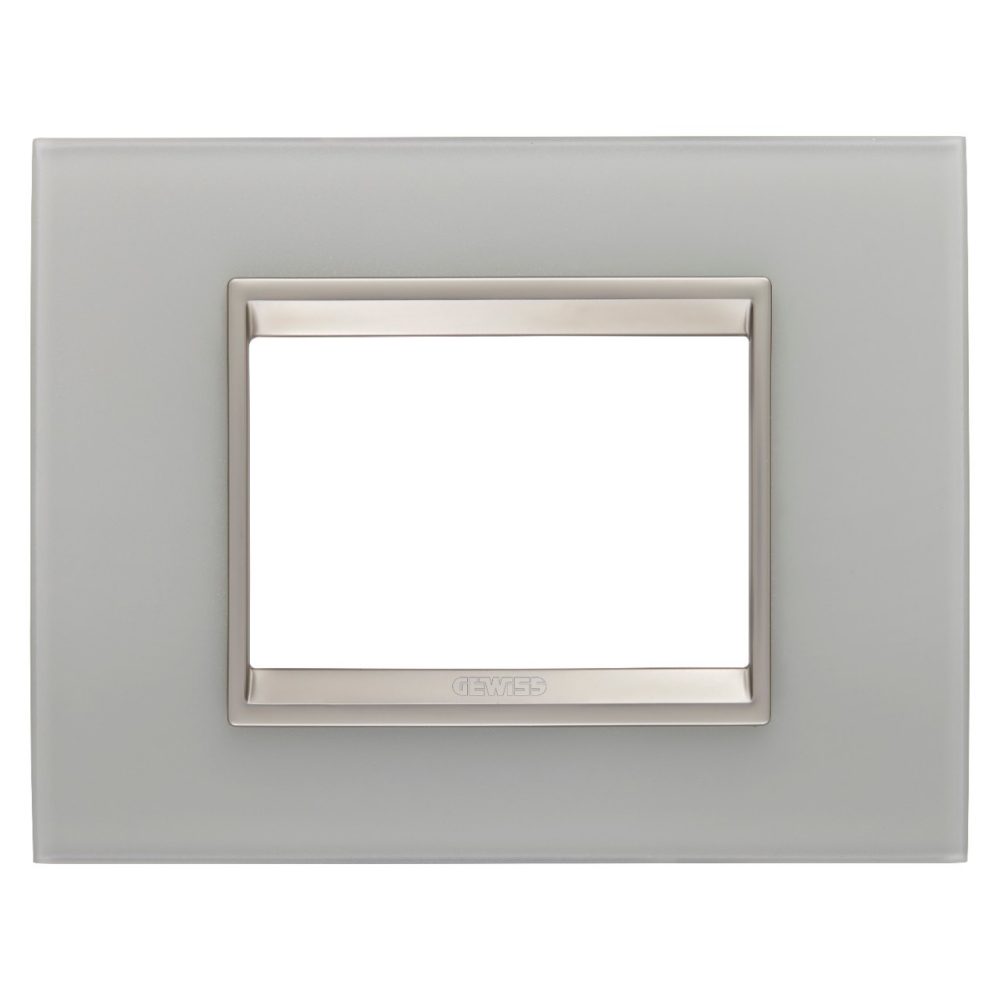 GEWISS GW16203GT, Lux Plate in Glass, 3 Modules, Natural Reflection inner Frame Matt Light Bronze, Chorusmart