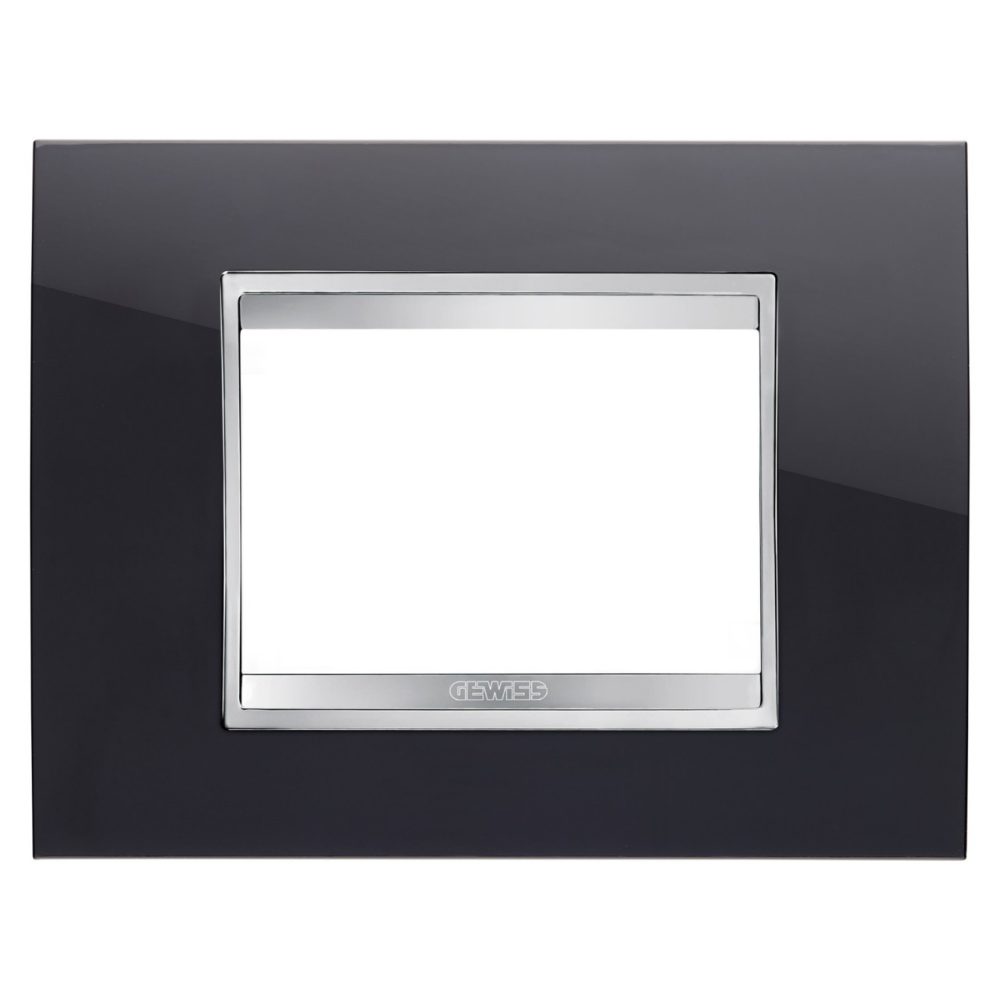 GEWISS GW16203TN, LUX plate, IN technopolymer, 3 module, Toner negru, Chorusmart
