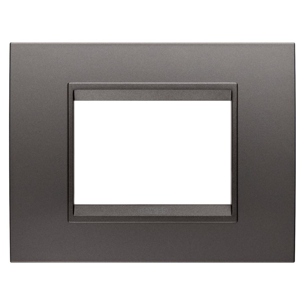 GEWISS GW16203XF, Lux Plate in Metal, 3 Modules, Gunbarrel inner Frame Matt Gunbarrel, Chorusmart