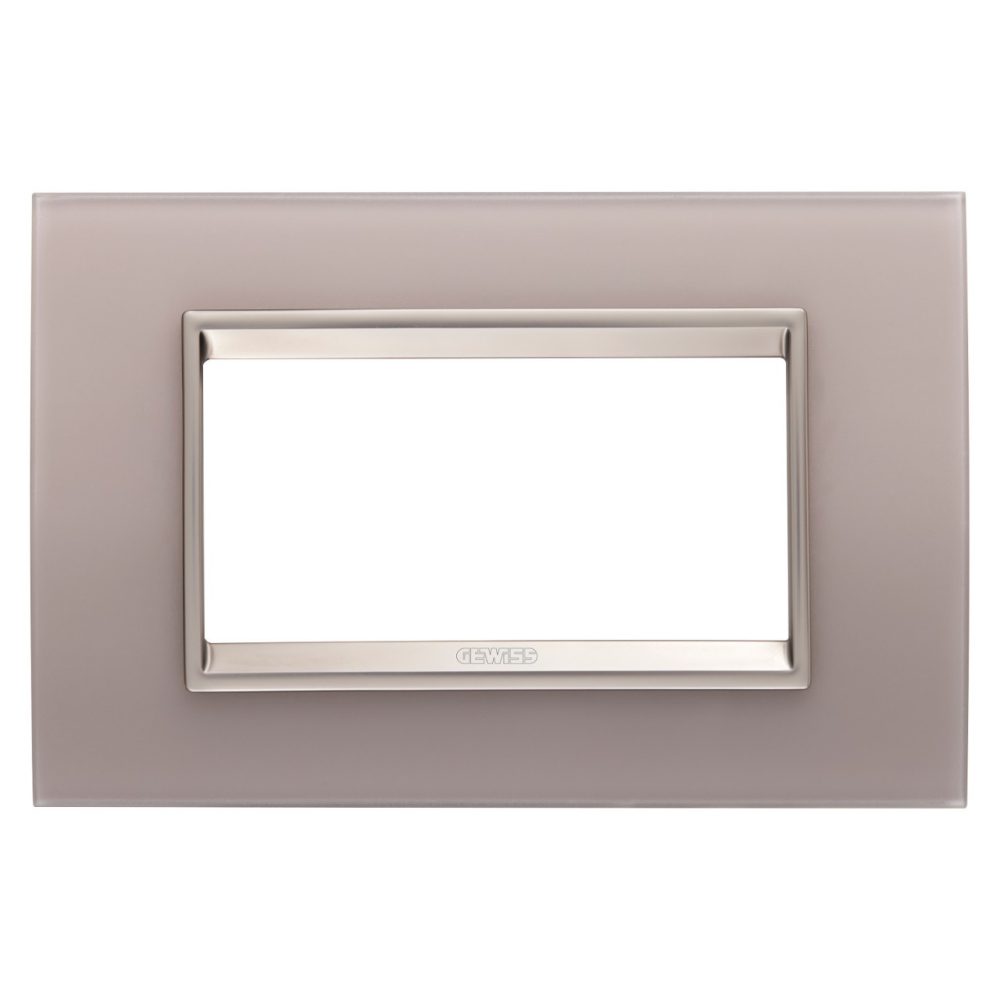 GEWISS GW16204GP, Lux Plate in Glass, 4 Modules, Pearly Gray inner Frame Matt Light Bronze, Chorusmart