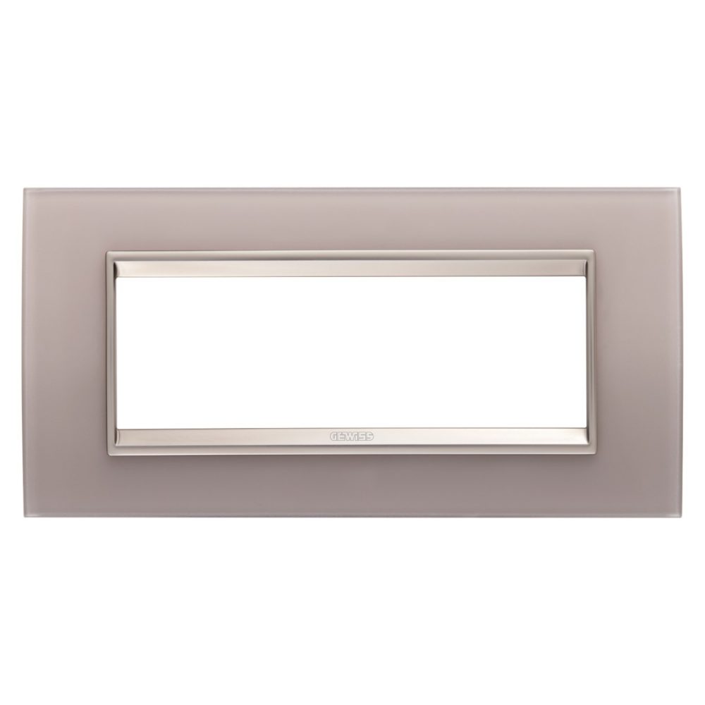 GEWISS GW16206GP, Lux Plate in Glass, 6 Modules, Pearly Gray inner Frame Matt Light Bronze, Chorusmart