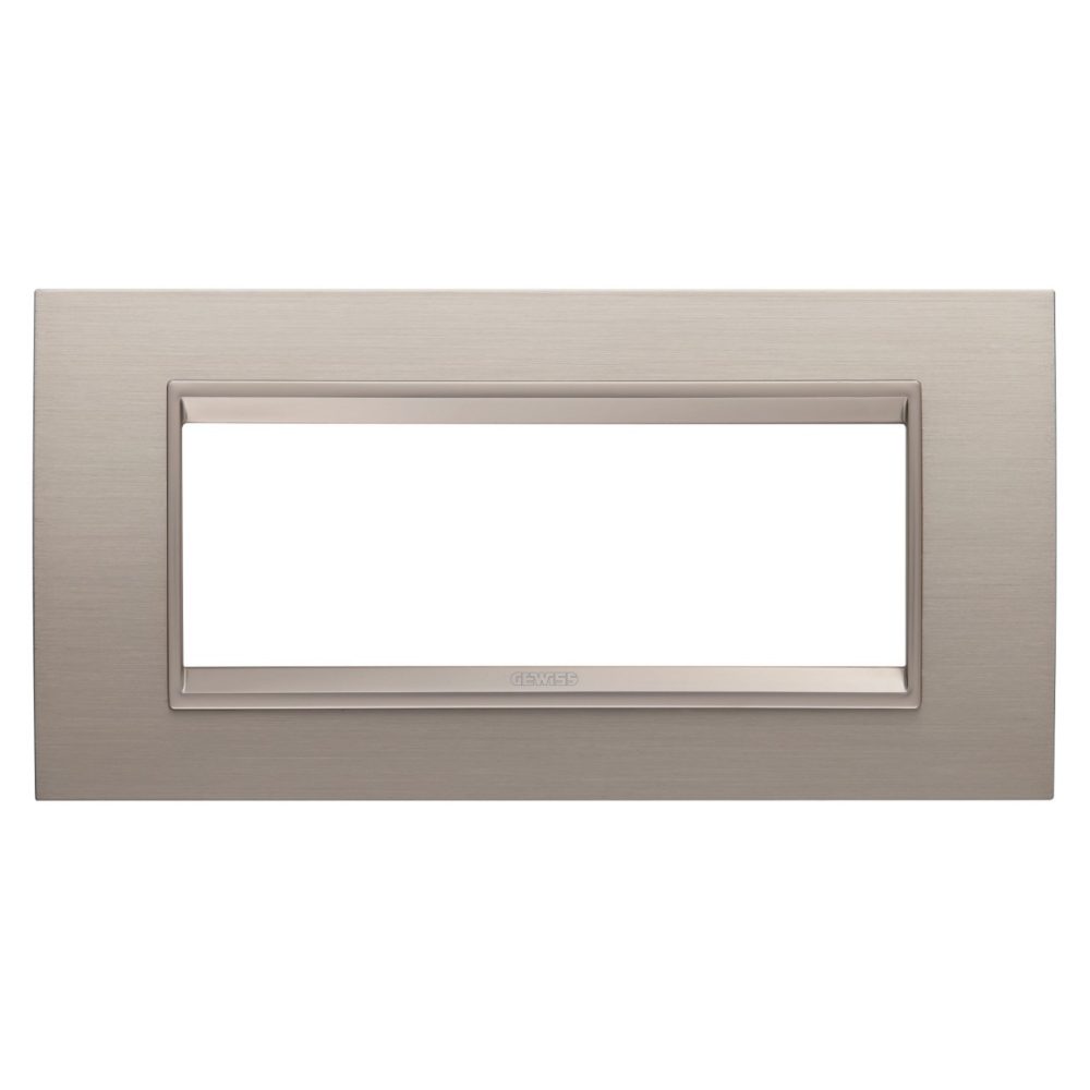 GEWISS GW16206XS, Lux Plate in Metal, 6 Modules, Brushed Aluminium inner Frame Matt Light Bronze, Chorusmart
