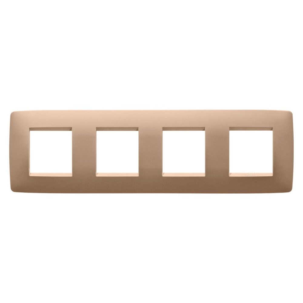 GEWISS GW16128VX, One International Plate in Painted Technopolymer, 2+2+2+2 Modules Horizontal, Soft Copper, Chorusmart