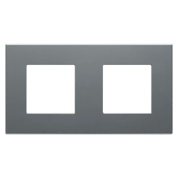 GEWISS GW35902AD, Dahlia Plate in Technopolymer, 2 Gang Horizontal/vertical, Dark Grey