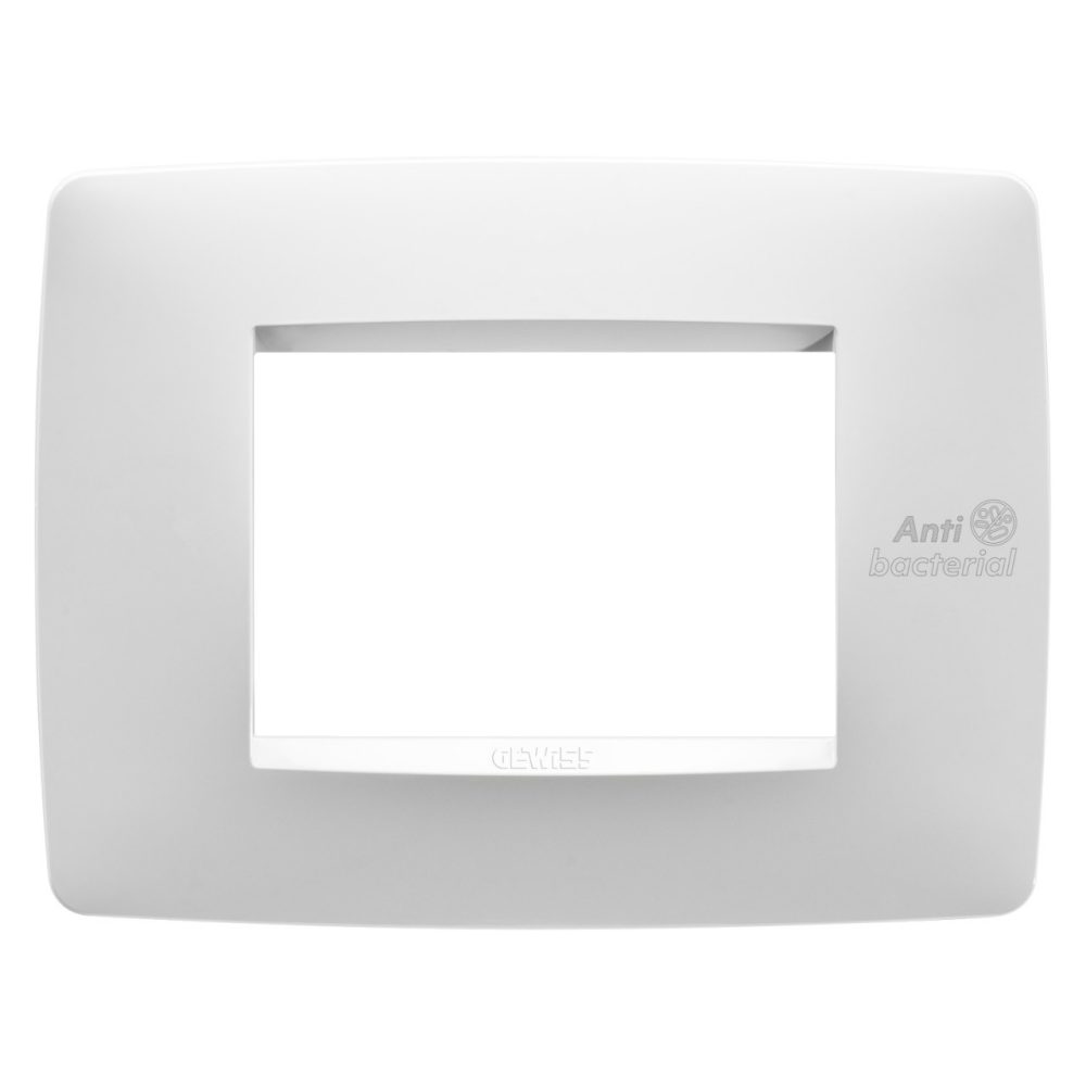 GEWISS GW16103AB, One Plate, Technopolymer, 3 Modules, White, Antibacterial, Chorusmart