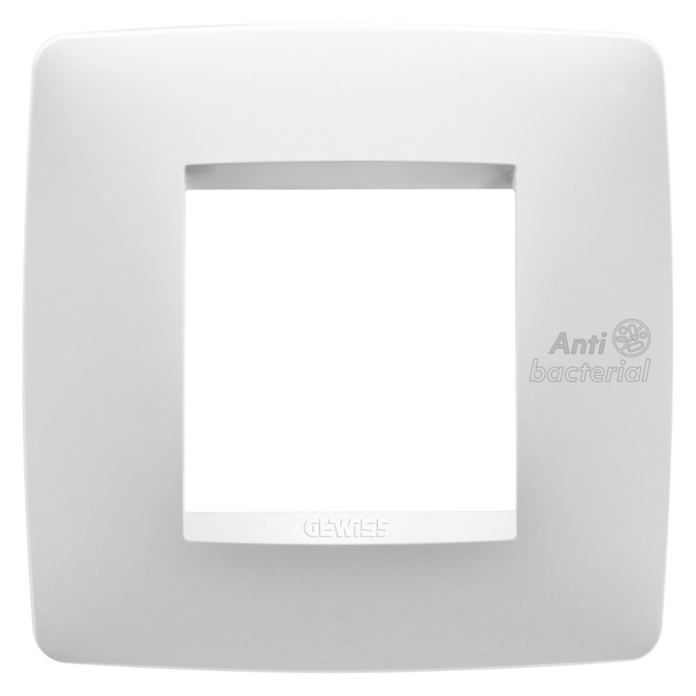 GEWISS GW16122AB, One International Plate, Technopolymer, 2 Modules, White, Antibacterial, Chorusmart