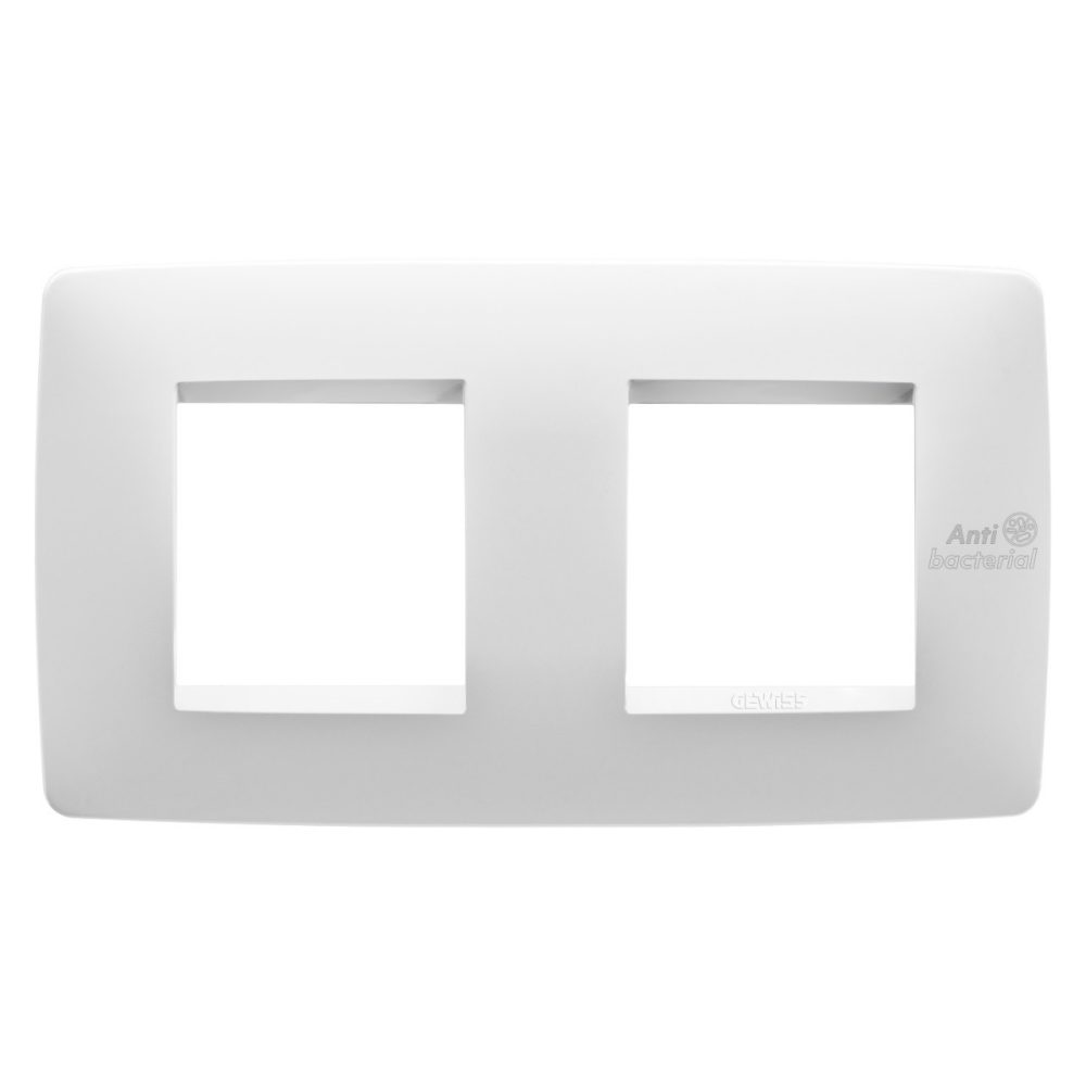 GEWISS GW16123AB, One International Plate, Technopolymer, 2+2 Modules Horizontal, White, Antibacterial, Chorusmart