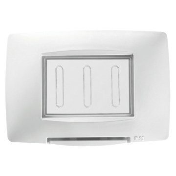 GEWISS GW16703TB, Watertight Plate Italian Standard, 3 Gang IP55, White, Chorusmart