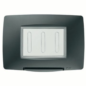 GEWISS GW16703TN, Ramă ornament etanșă standard italiană, 3 circuite ip55, Negru, Chorusmart