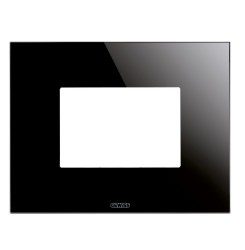 GEWISS GW16903CN, Ice Plate in Glass, 3 Modules, Black, Chorusmart