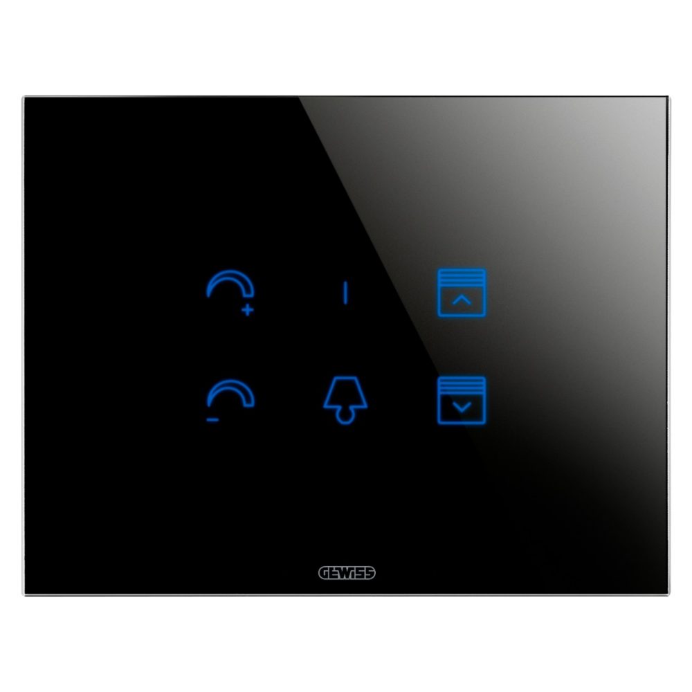 GEWISS GW16955CN, Ice Touch Plate in Glass interchangeable Symbols, Black, Chorusmart