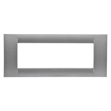 GEWISS GW22286, Virna Plate in Technopolymer Gloss Finishing, 6 Gang, Metallic Titanium, System