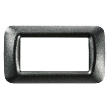 GEWISS GW22614, Top System Plate in Technopolymer Gloss Finishing, 4 Gang, Metallic Slate, System