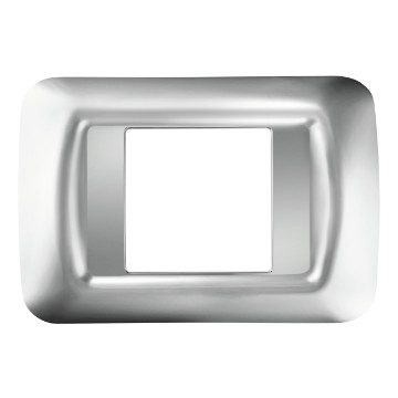 GEWISS GW22652, Top System Plate in Technopolymer Gloss Finish, 2 Gang, Soft Chrome, System