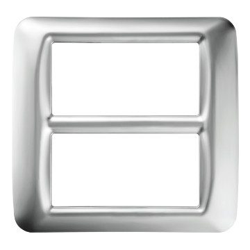 GEWISS GW22657, Top System Plate in Technopolymer Gloss Finish, 8 Gang (4+4 Overlapping), Soft Chrome, System