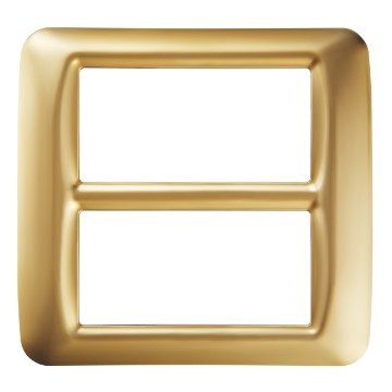 GEWISS GW22667, Top System Plate in Technopolymer Gloss Finish, 8 Gang (4+4 Overlapping), Antique Gold, System