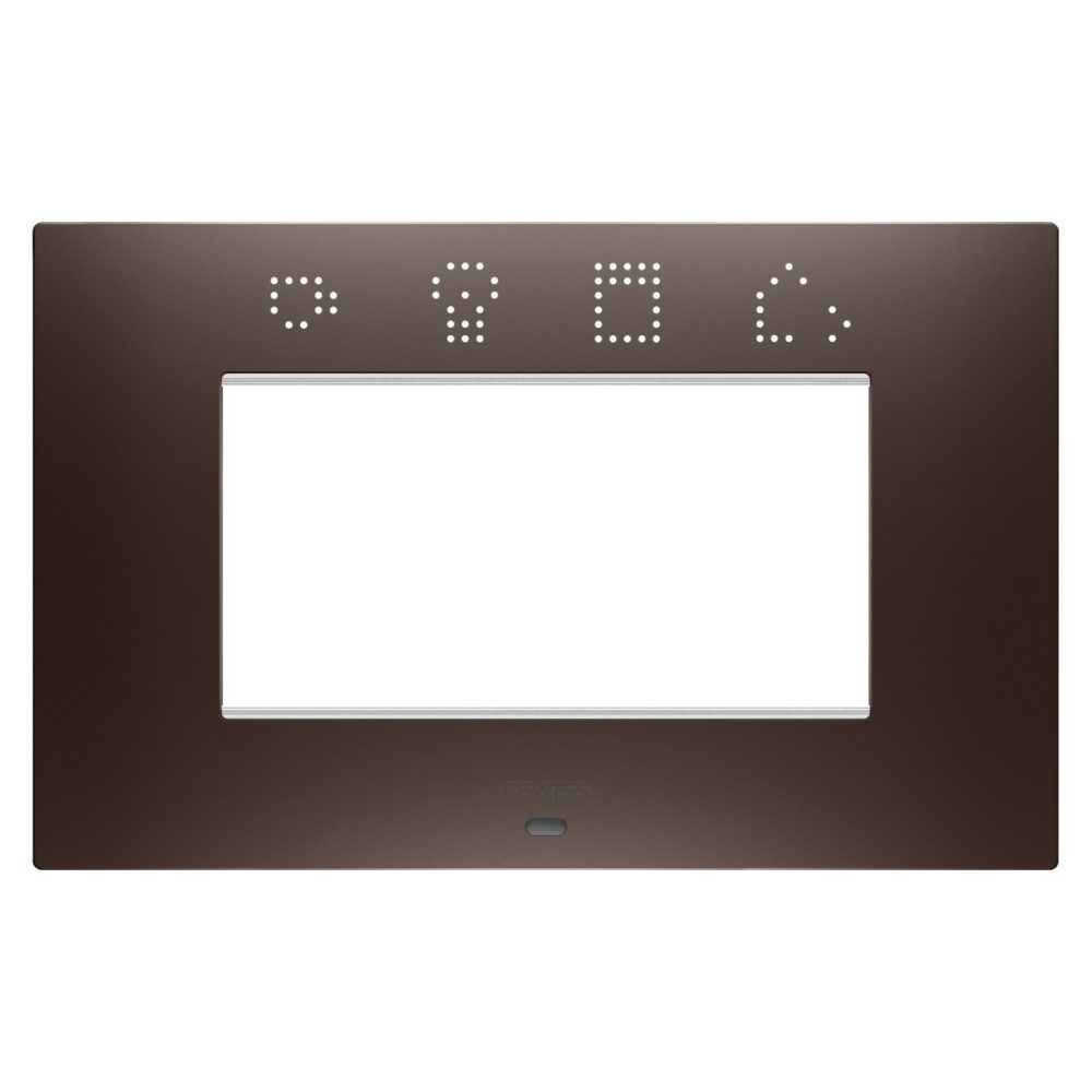 GEWISS GW16004SBS, Ego Smart Plate in Painted Technopolymer, 4 Modules, Brown Shade, Chorusmart