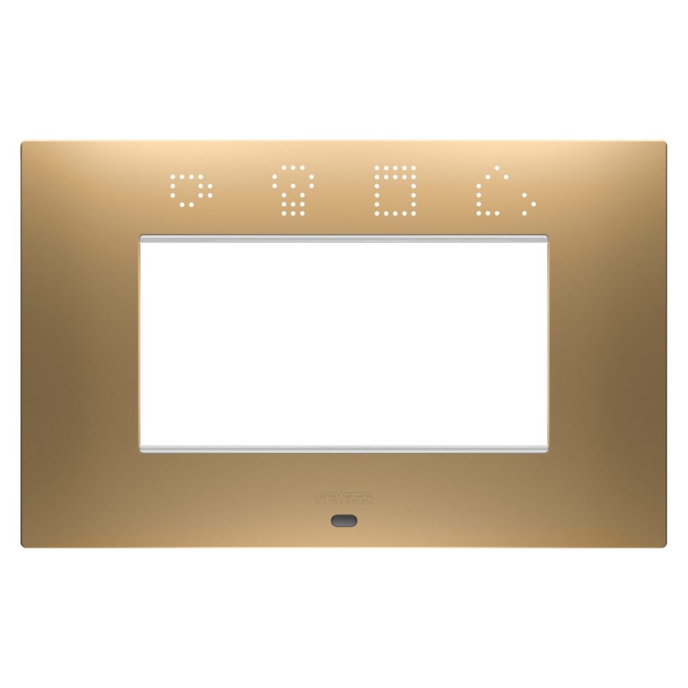 GEWISS GW16004SSG, Ramă ornament inteligentă EGO, IN tehnopolimer vopsit, 4 module, Aur, Chorusmart