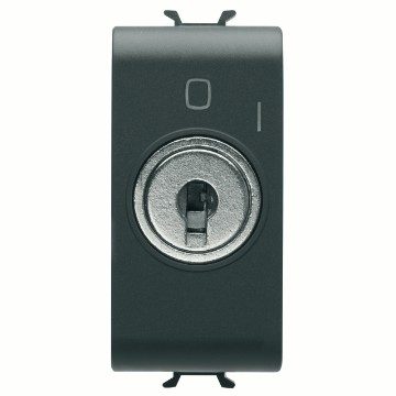 GEWISS GW12006, Întrerupător unidirecțional 2p 250V c.a., 10AX, Cu cheie, Simbol 0/1, 1 modul, Negru satinat, Chorusmart