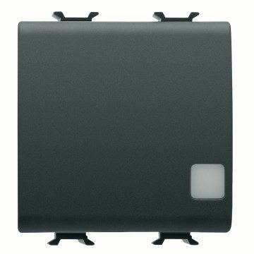 GEWISS GW12103, Reversing Switch 1P 250V AC, 16AX Illuminable with Replaceable Neutral Lens, 2 Modules, Satin Black, Chorusmart 