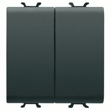 GEWISS GW12159F, Comutator bidirecțional + buton de comandă, 250V c.a., Borne de cablare rapidă, 1p 16AX / 1p no 16A, Buton neutru, 2 module, Negru satinat, Chorusmart