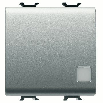 GEWISS GW14073, Comutator bidirecțional 1p 250V c.a., 16AX iluminabil, Cu lentilă neutră înlocuibilă, 2 module, .titan, Chorusmart