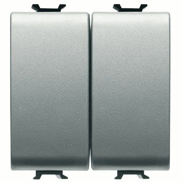 GEWISS GW14159F, Comutator bidirecțional + buton de comandă, 250V c.a., Borne de cablare rapidă, 1p 16AX / 1p no 16A, Buton neutru, 2 module, Titan, Chorusmart