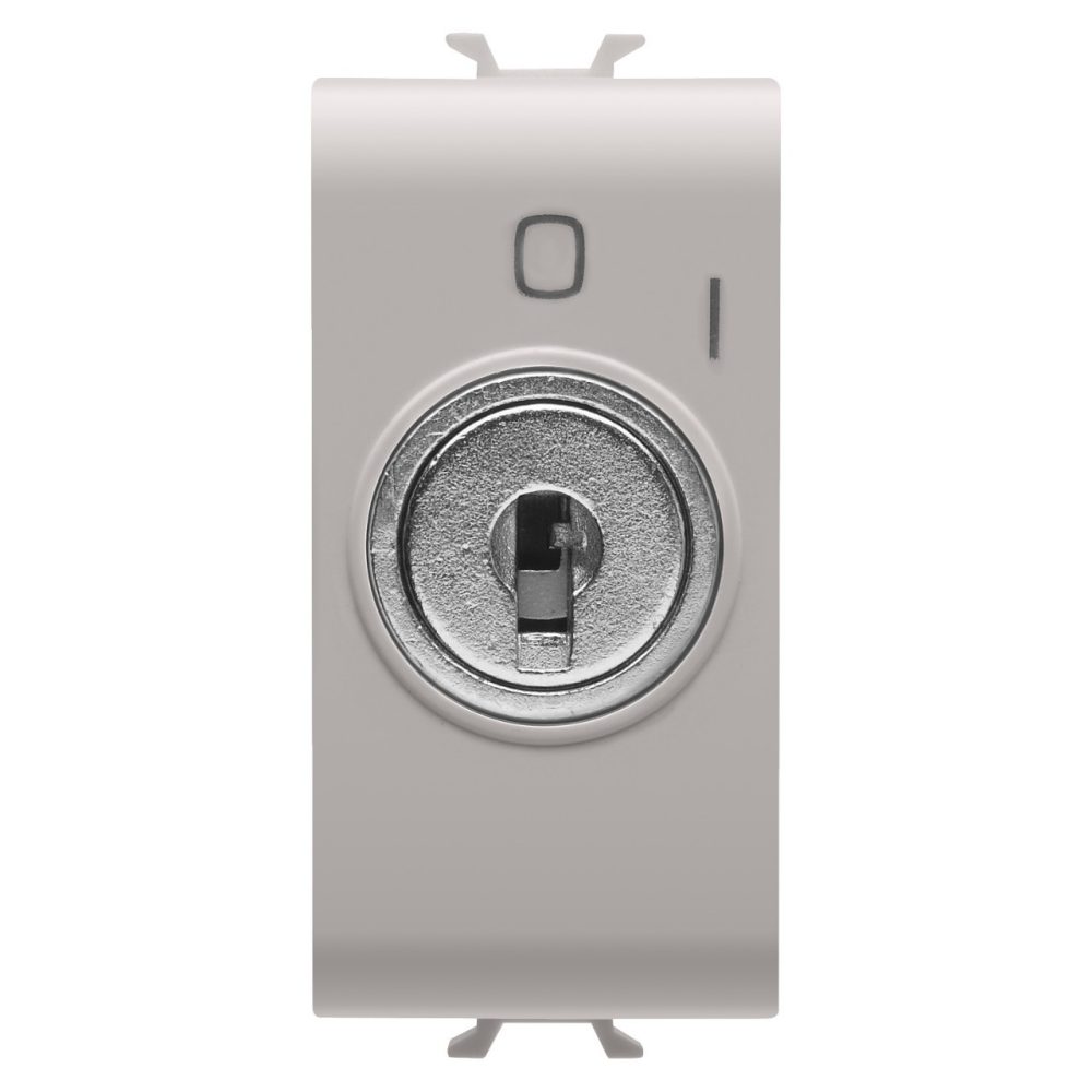 GEWISS GW13006, One-way Switch 2P 250V AC, 10AX with Key, Symbol 0/1, 1 Module, Natural Satin Beige, Chorusmart 