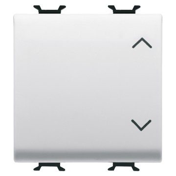 GEWISS GW15123, Three-way Switch 1P 250V AC, 10AX, Neutral Button, Symbol Up-down, 2 Modules, Satin White, Chorusmart 