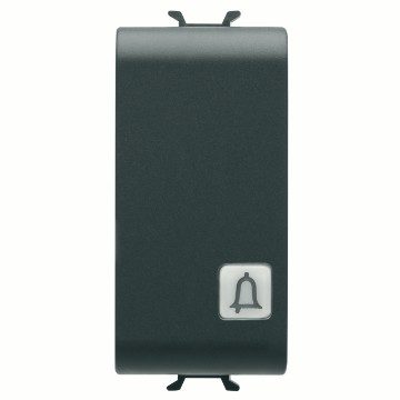 GEWISS GW12153, Buton 1p 250V c.a., No 16A iluminabil, Cu lentilă neutră înlocuibilă, Simbol: clopot, 1 modul, Negru satinat, Chorusmart